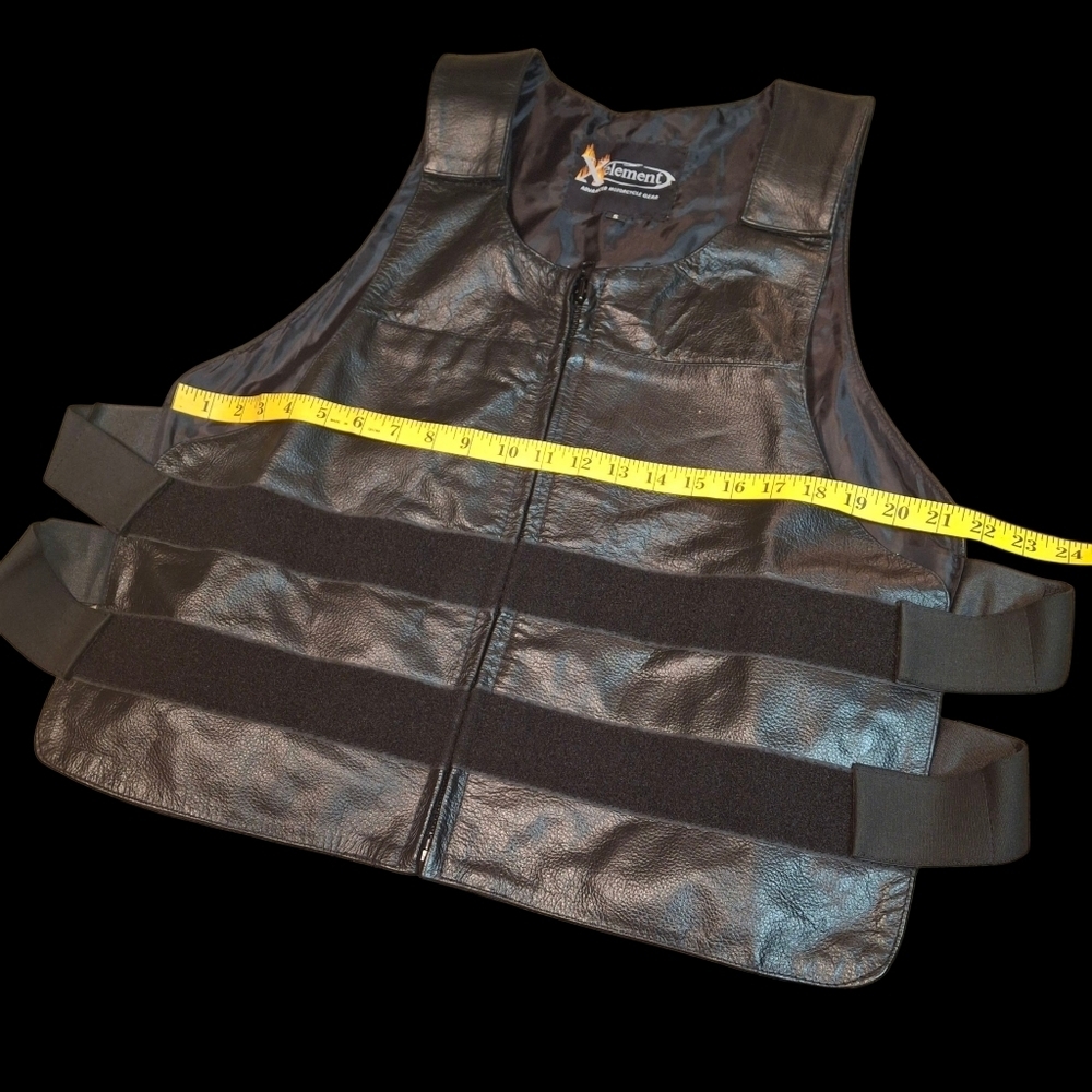 Xelement Bulletproof Style Hook & Loop Front Zipper Black Leather Vest SZ Small - Picture 15 of 16